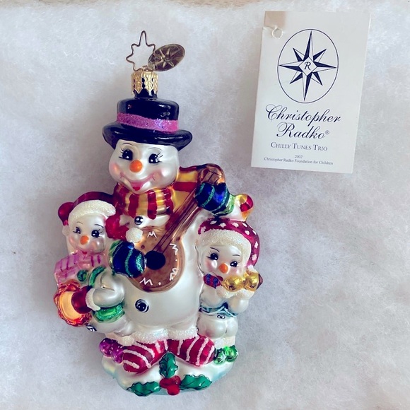 EUC Christopher Radko “Chilly Tunes Trio” Snowman Ornament (Retired Style) - Picture 1 of 7